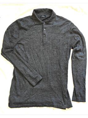 $2185 Cesare Attolini 100% Cashmere Long Sleeve Polo Sweater Gray Size 54